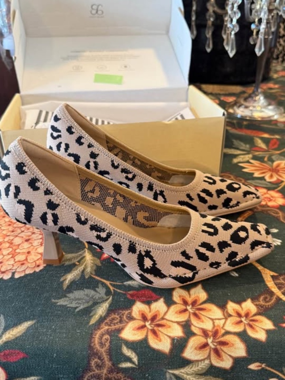 Brand new, never worn Cosy Island leopard print knit pumps in Size 8